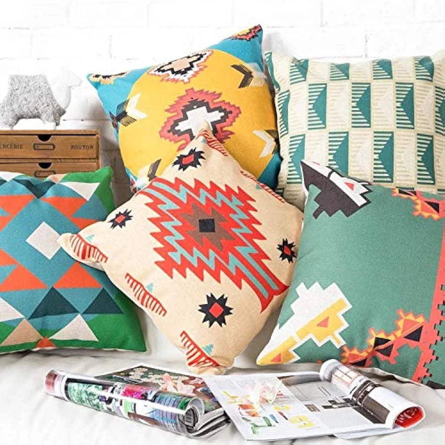 Aerohaven Abstract Set of 5 Traditional Rajasthani Print Cushion Covers Decorative Cotton Covers