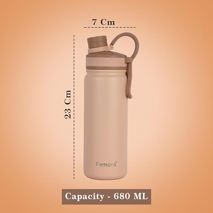 Femora Stainless Steel AquaBurst SportSip Vacuum Insulated Flask Water Bottle - 800 gms
