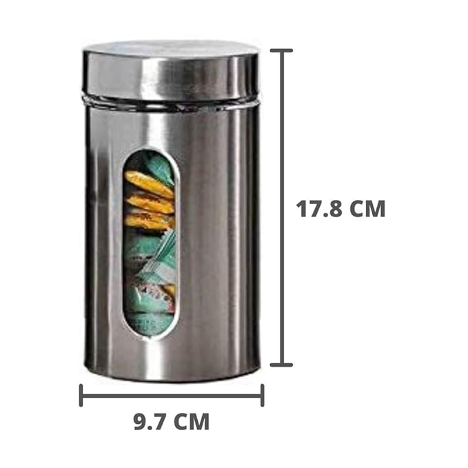 Femora Femora Glass Window Jar for Kitchen Storage Kitchen Storage Jars With Glass Window | 1000 Ml | 1300 Ml | Set of 2