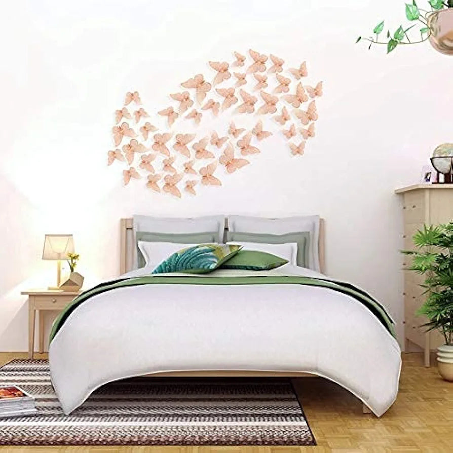 Jaamso Royals Rose 3d Butterefly Butterfly Stickers for Wall Set of 12