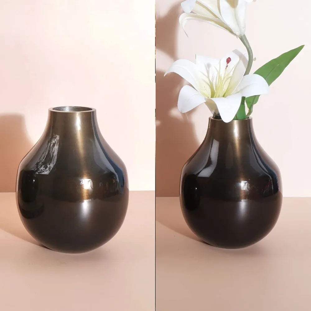 Behoma Metal Flower Vase Brass Colour Small Flowers not Included