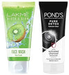 Pond's Pure White Anti Pollution With Activated Charcoal Facewash, 100gms & Lakme Blush & Glow Kiwi Freshness Gel Face Wash, with Kiwi Extracts, 100gms