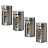 Femora Kitchen Storage Jars Steel Body With See Through Window Jar | 1000 Ml | Pack of 4