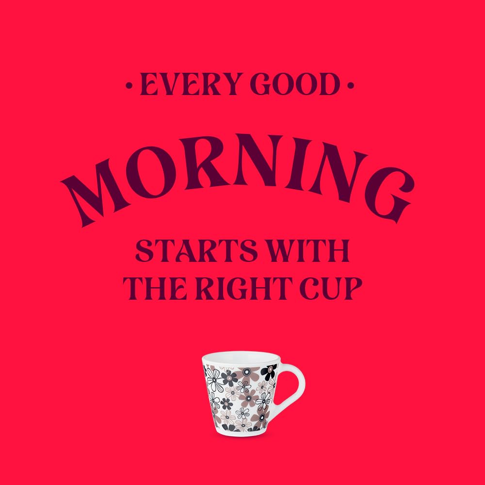 Larah by Borosil Novelty Series Macy Opalware Mug | Set of 6 Tea/coffee Mugs | 110 Ml Each