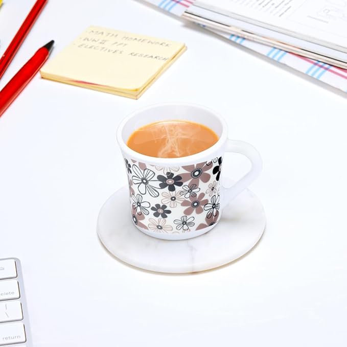 Larah by Borosil Crysta Series Macy Opalware Mug | Set of 6 Tea/coffee Mugs | 100 Ml Each