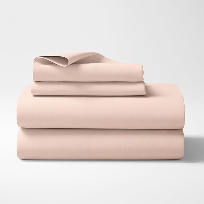 Haus & kinder Cotton Plain Solid Bedsheet for King Size 2 Pillow Covers | Colour Blush