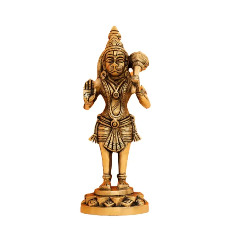 DecorTwist® Hanuman Idol 7.8 Inch Height | Brass Hanuman Murti | Bajrangbali Statue Gift for Home Decor, Office Desk, Puja Room Figurine, Decorative Showpiece Pack of 1