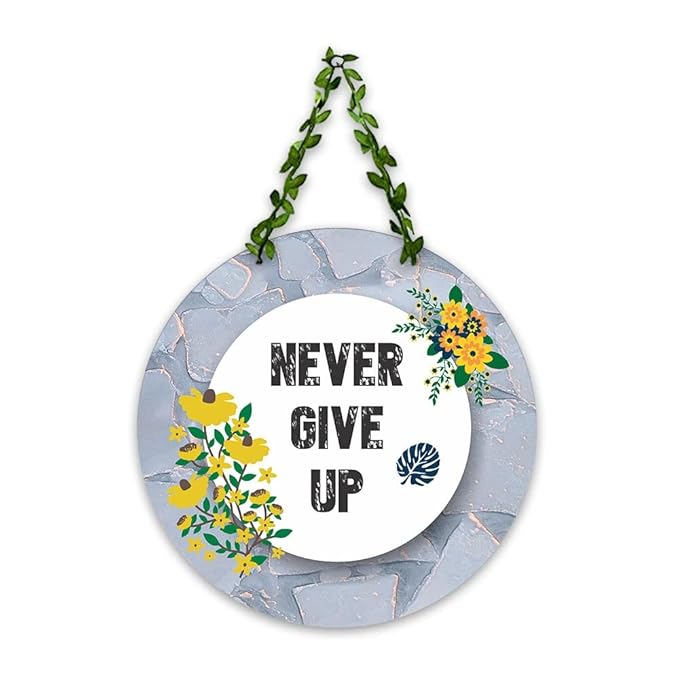 Artvibes Never Give Up Wall Hanging for Home | Mdf Wooden Wall Hanger for Wall Decoration