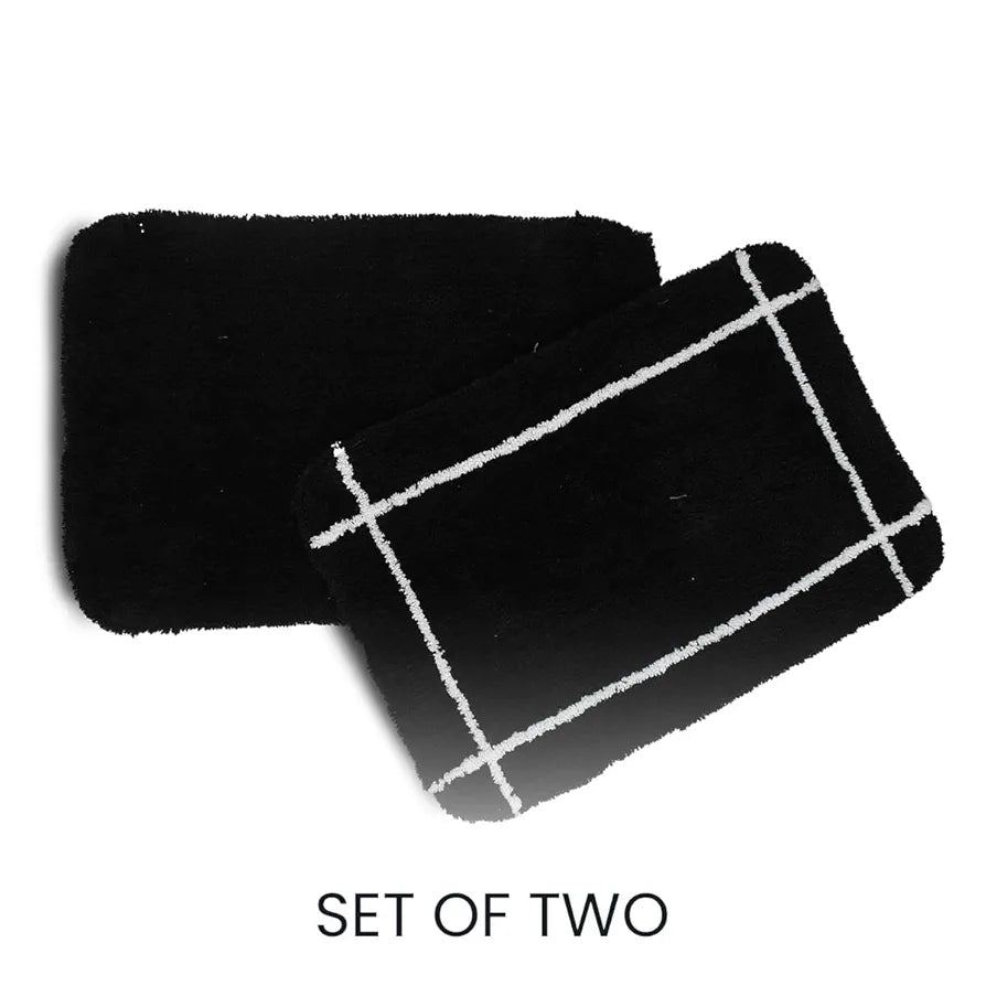 Sashaa World Microfiber Bathmat Colour Black (Pack of 2)