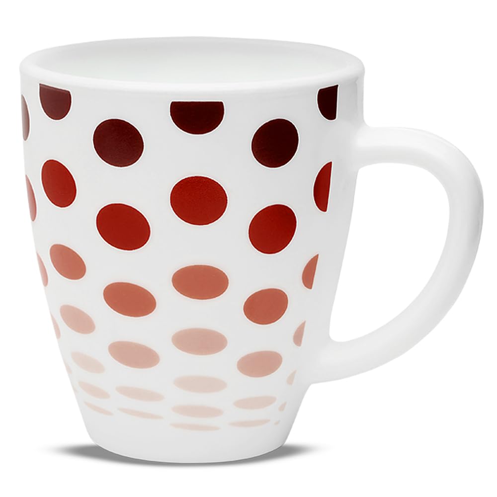Larah by Borosil Opalware Polka Red 390 Ml Mug