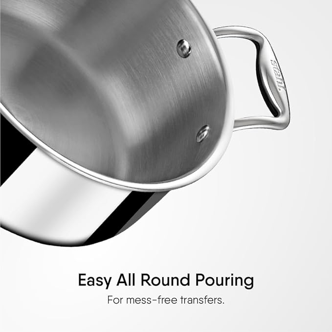 Stahl Triply Stainless Steel Casserole With Lid | Artisan 4122 | 22 Cm | 3.8 Liters