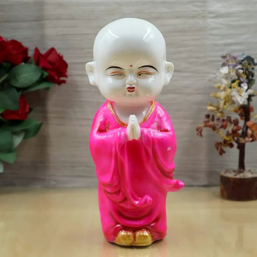 Jaipur Ace Buddha Statue Decorative Buddha Figurine Sculpture Decoration Baby Monk Pink