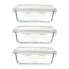 Femora Borosilicate Glass Containers for Kitchen | Storage Box for Kitchen With Air Vent Lid | Pack of 3 | 400 Ml