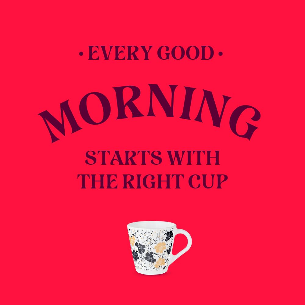 Larah by Borosil Novelty Series Dreamer Opalware Mug | Set of 6 Tea/coffee Mugs | 110 Ml Each