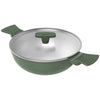 Ember Cookware Arcilla Ceramic Non Stick Kadai 24cm | Glass Lid | Matching Handles | Florence Series | Green