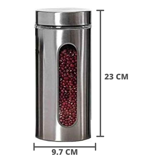 Femora Femora Glass Window Jar for Kitchen Storage Kitchen Storage Jars With Glass Window | 1000 Ml | 1300 Ml | Set of 2