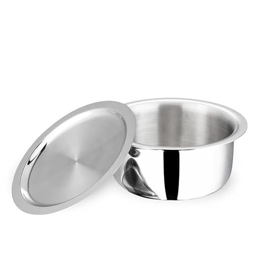Attil Triply Stainless Steel Tope With Lid, Induction Base Tope Capacity 2 Litres | Patila With Stainless Steel Lid