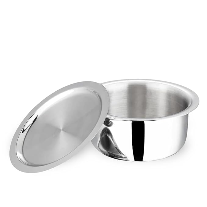 Attil Triply Stainless Steel Tope With Lid, Induction Base Tope Capacity 2.5 Litres Patila With Stainless Steel Lid