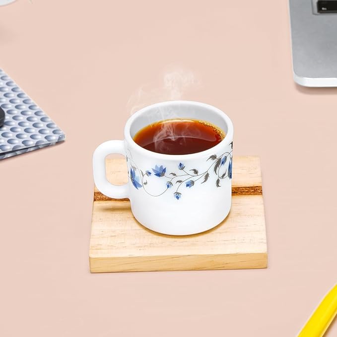 Larah By Borosil  Helena Opalware Cup | Set of 6 Pieces | White