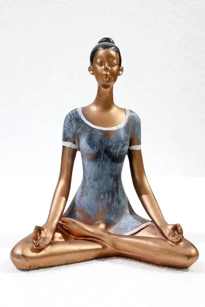 Jaipur Ace Yoga Lady Polyresin Statue Creative Abstract Design Art Figurine Yoga Lady (Grey Gold)