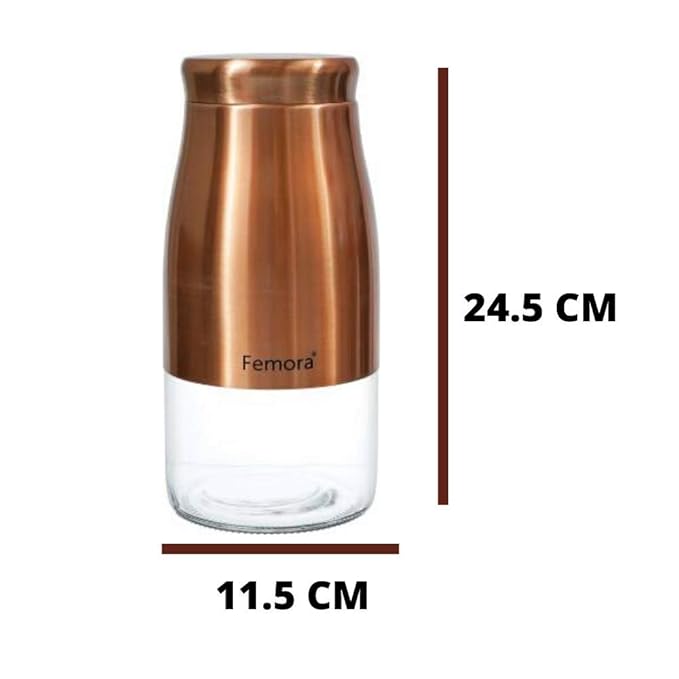 Femora Kitchen Storage Jars Copper Finish With See Through Bottom Jar | 1750 Ml