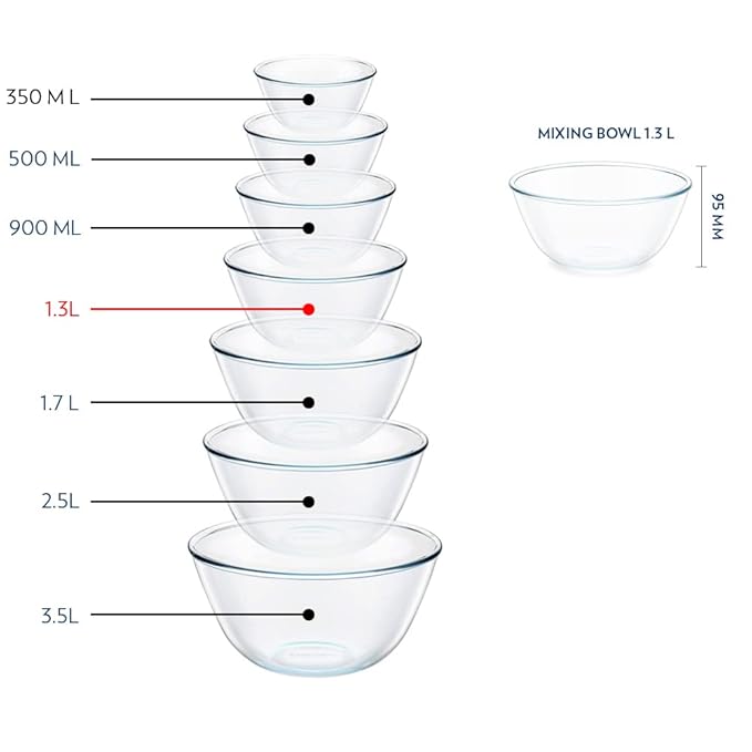 Borosil 1.3 L Serving & Mixing Bowl with Lid | Multipurpose Round Bowl for Kitchen & Dinning