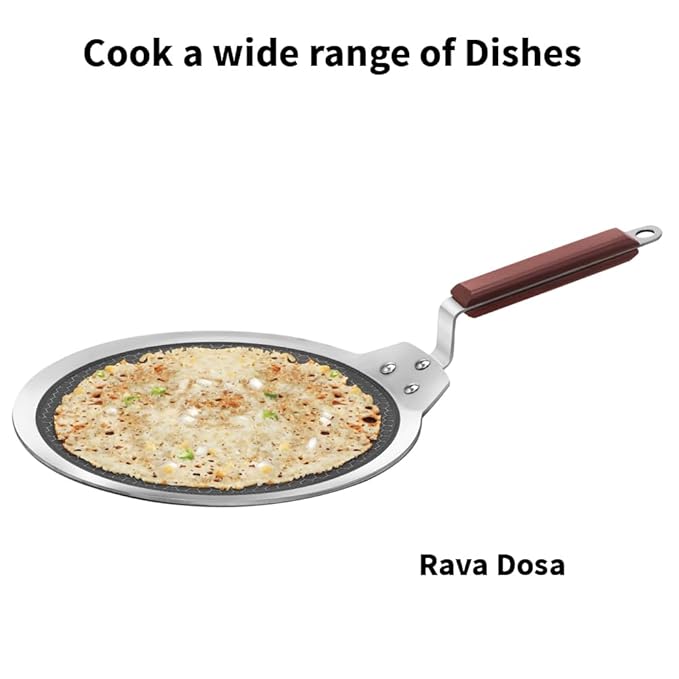 Hawkins 28 cm Dosa Tava,Triply Stainless Steel Shielded Nonstick Tawa