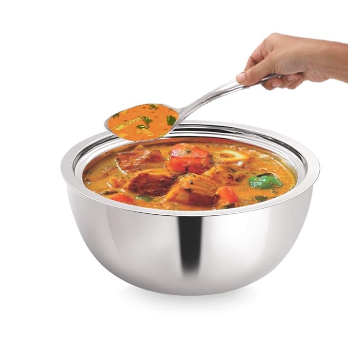 Borosil Stainless Steel Insulated Curry Server | 2.7 Liter | Silver