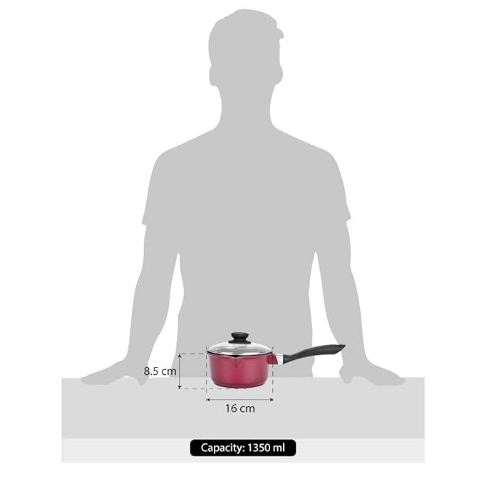Bergner Scarlett Cast Aluminium Non-stick Saucepan With Glass Lid, 16 Cm | 1.35 Litres