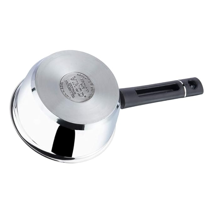 Vinod Tivoli Heavy Guage Stainless Steel Saucepan - 1.1 Litre (14cm) | SAS Bottom | 2 Layer Extra Thick Aluminum Core