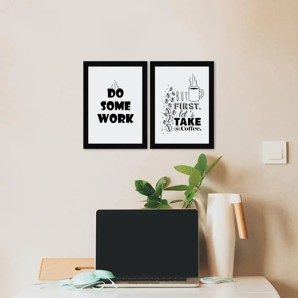 ArtX Paper Kitchen Dining Area Cafe Bar Restaurant Funny Framed Quotes Do Some Work Set of 3