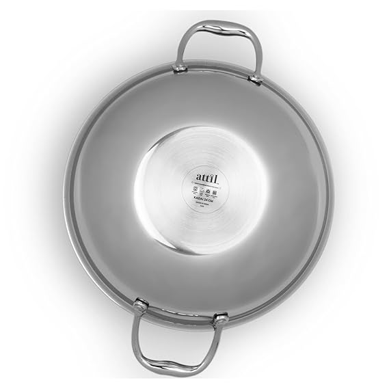 Attil Triply Stainless Steel Kadai for Kitchen With Induction Base Kadhai and Heavy Duty Kadhai | 24cm, 2.5 Litres