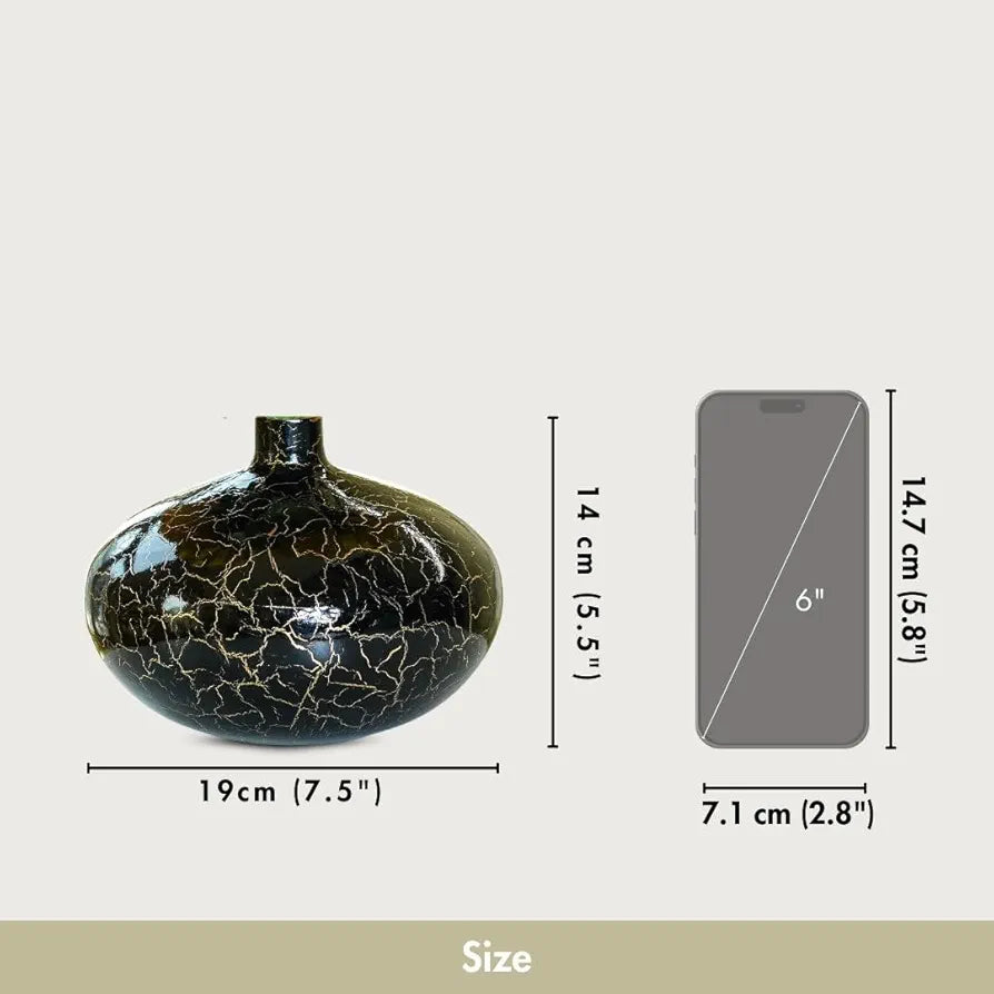 Behoma Metal Flower Vase Crackle Finish Wide Vase Flowers not Included