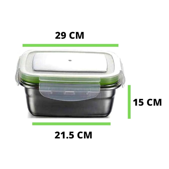 Femora Lunch Box High Steel Rectangle Heavy Duty Airtight Leakproof Unbreakable Container With Lock Lid | 3800 Ml | Set of 3