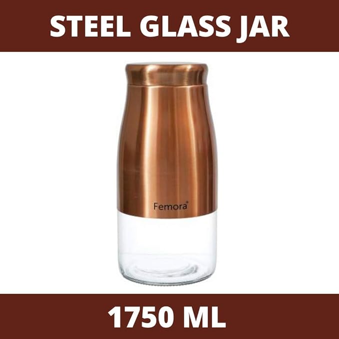 Femora Kitchen Storage Jars Copper Finish With See Through Bottom Jar | 1750 Ml