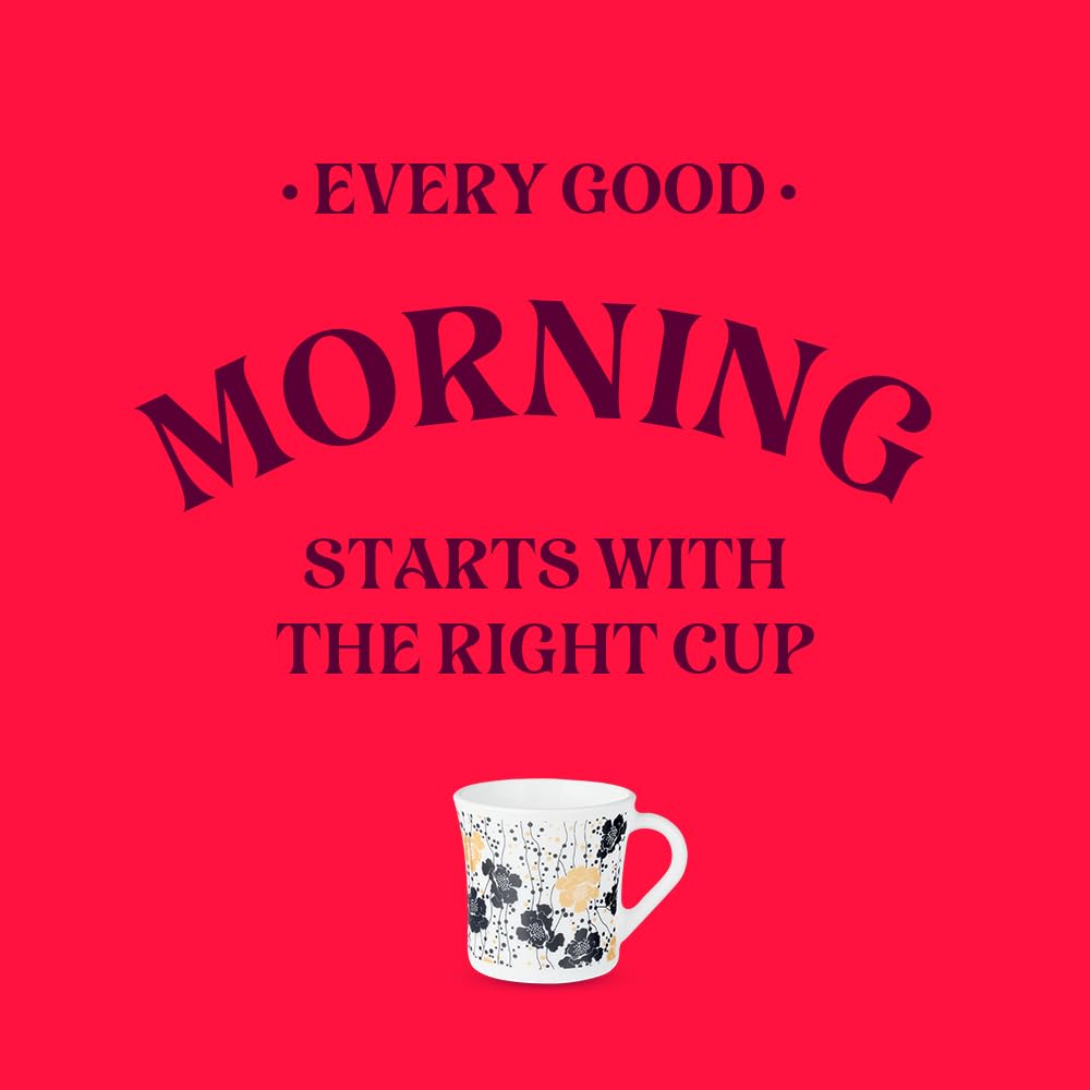 Larah by Borosil Crysta Series Dreamer Opalware Mug | Set of 6 Tea/coffee Mugs | 160 Ml Each