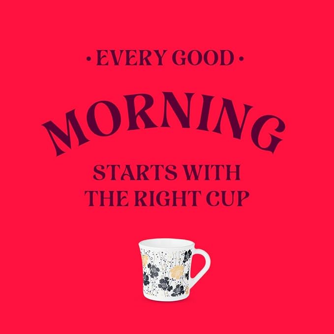 Larah by Borosil Crysta Series Dreamer Opalware Mug | Set of 6 Tea/coffee Mugs | 210 Ml Each