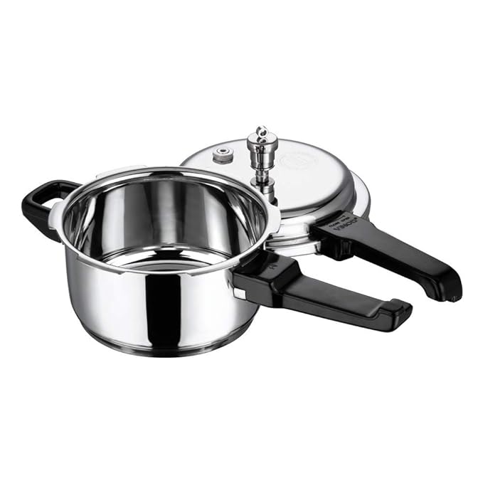 Vinod 18/8 Stainless Steel Pressure Cooker Outer Lid 3 Litre | Unique Sandwich Bottom Cooker