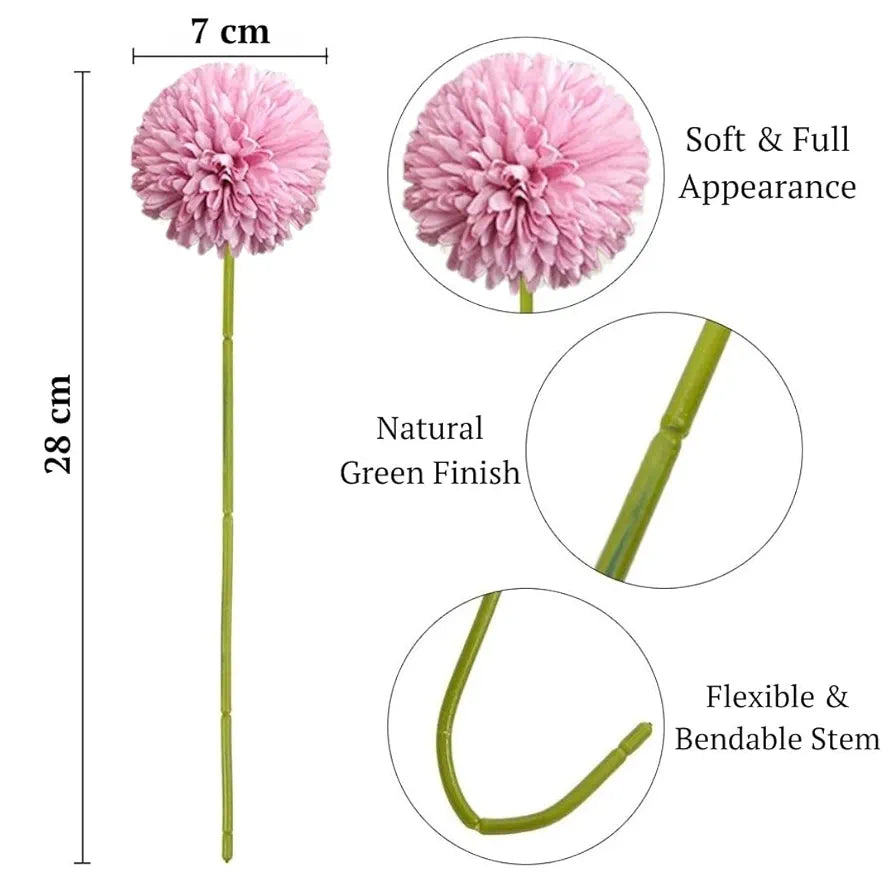 Artificial Chrysanthemum Hydrangea Ball Flower Sticks Yellow