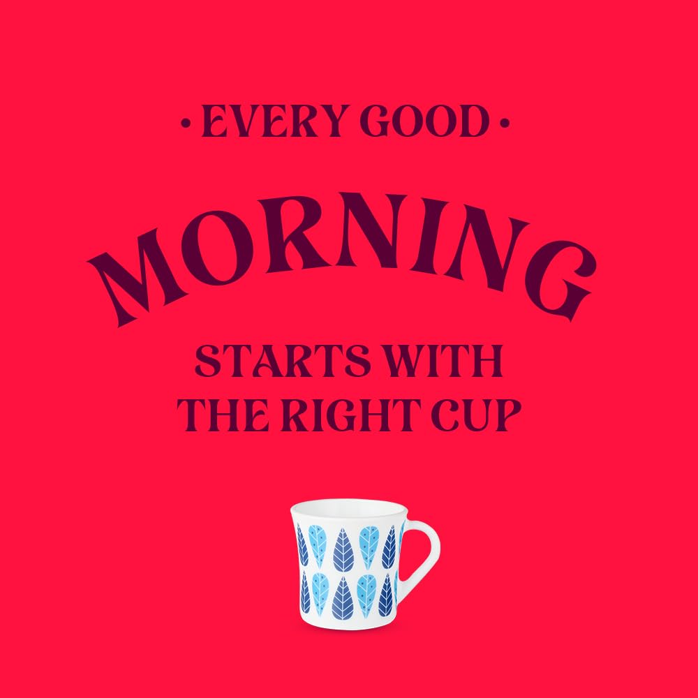 Larah by Borosil Crysta Series Fable Opalware Mug | Set of 6 Tea/coffee Mugs | 210 Ml Each