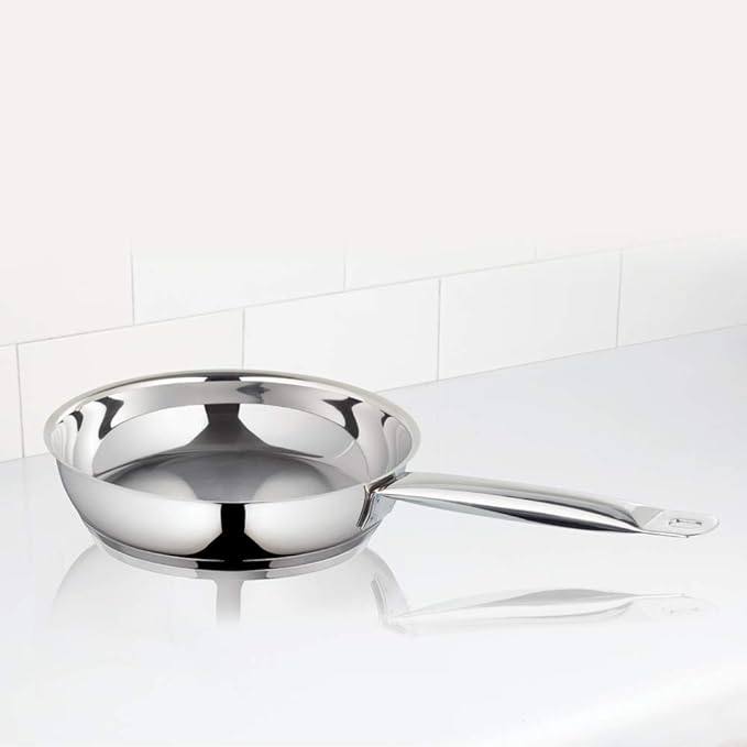 Borosil Cookfresh Stainless Steel Frying Pan 1.5 Litres | 20 Cm | Impact Bonded Tri-ply Bottom