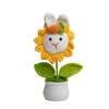 Crochet Flower Rabbit Sunflower With Pot. Artificial Handmade Knitted Flower Yellow