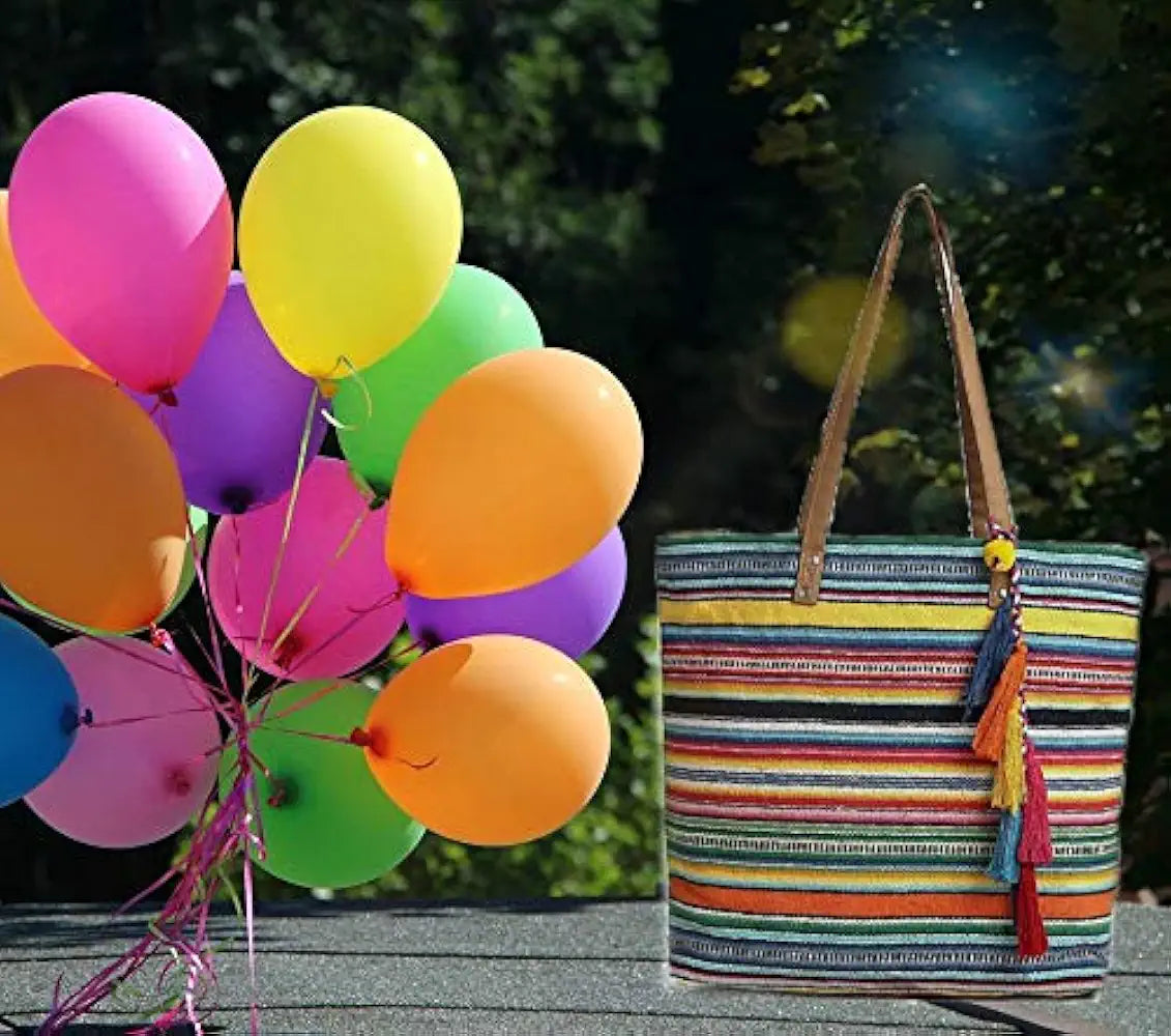 Astrid Women's Multicolor Cotton Tote Bag With Tassels