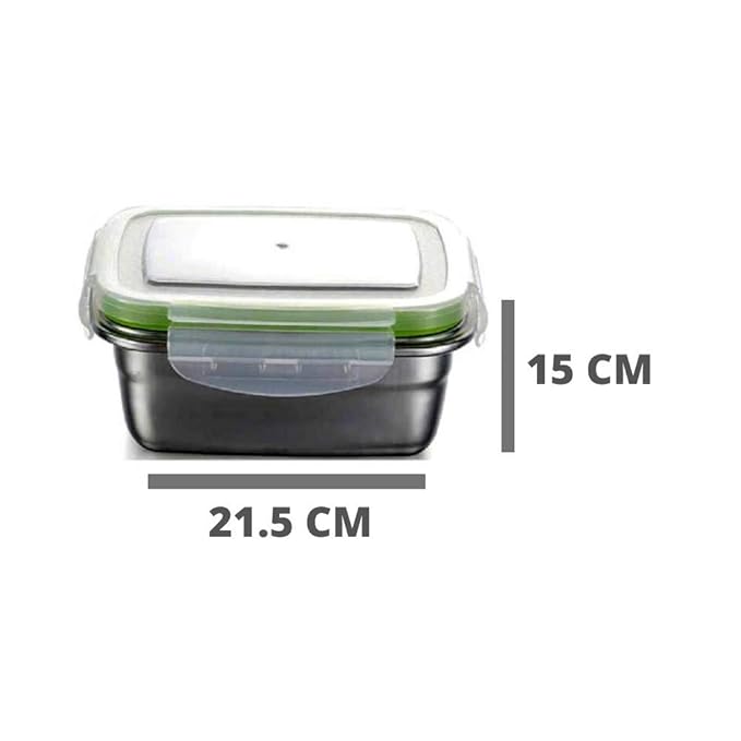 Femora High Steel Rectangle Heavy Duty Airtight Leakproof Unbreakable 3800 Ml Storage Container Lunch Box With Lock Lid
