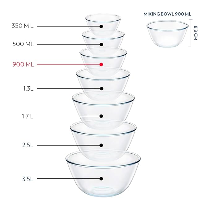 Borosil Glass Mixing & Serving Bowl | Oven & Microwave Safe Bowl | 900 Ml