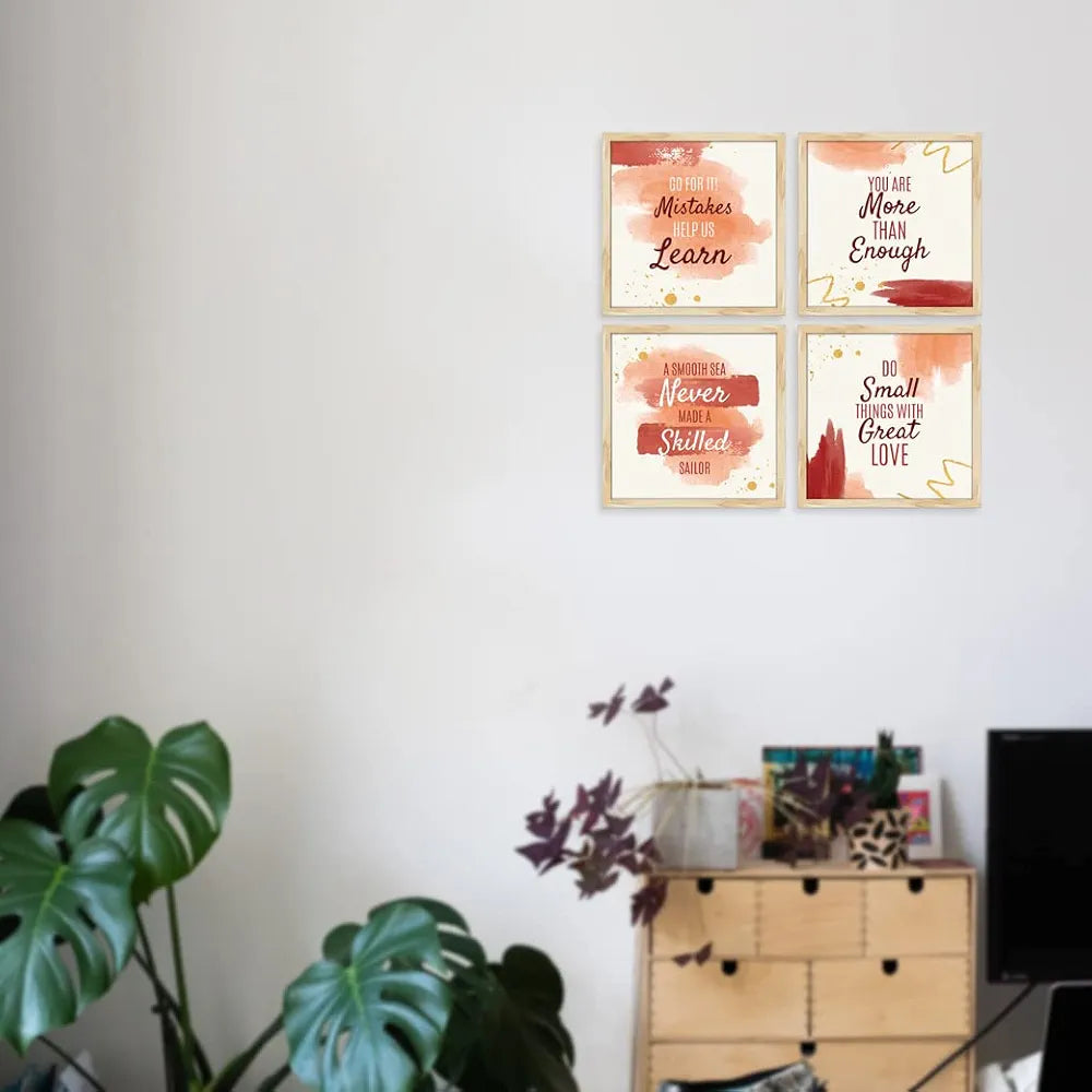 ArtX Paper Go for It Motivational Quotes Wall Frame Art Painting Set of 4