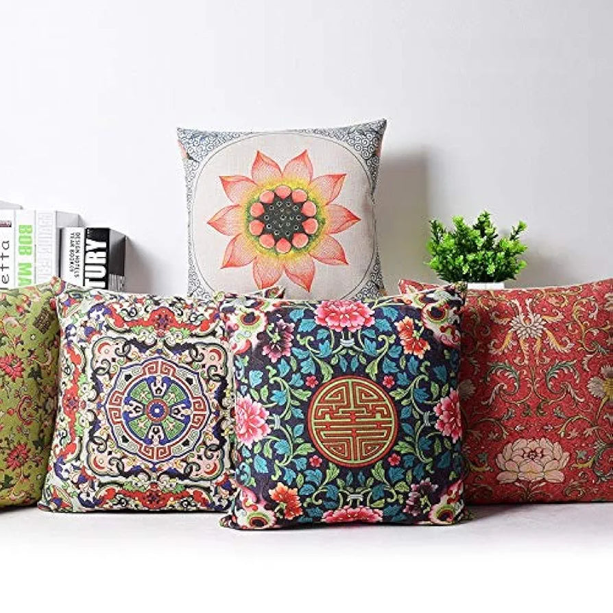 Aerohaven Premium Satin Turkish Designer Decorative Throw Pillow/Cushion Covers Set of 5 - CC65