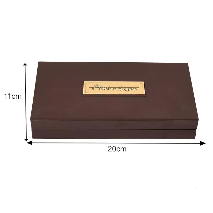 Jaipur Ace Gold Plated Radhe Shyam Charan Paduka Yantra Devotional Prayer Box Wooden Momento With Natural Fragrance