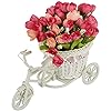 Cycle Shape Flower Vase with Peonies Bunches for Home Decor (19 cm x 21 cm)