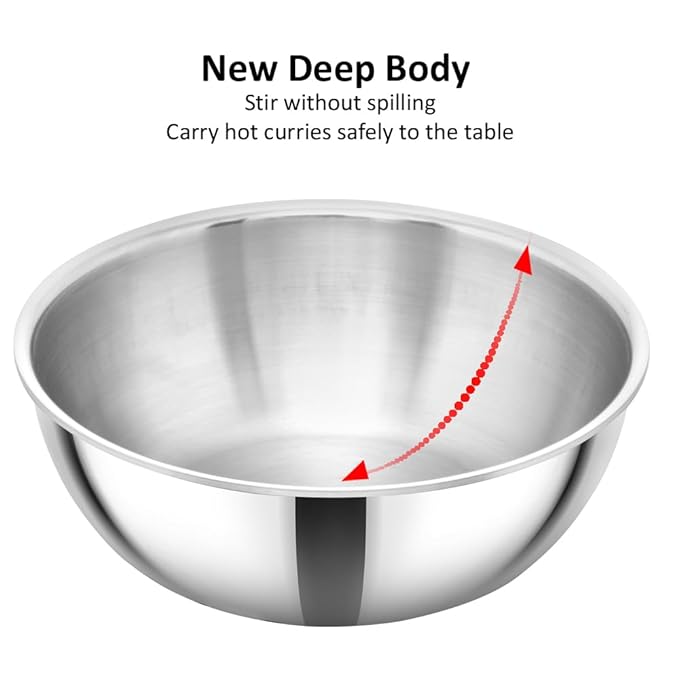 Hawkins 2 Litre Metro Kadhai Triply Stainless Steel Induction Tasla Silver